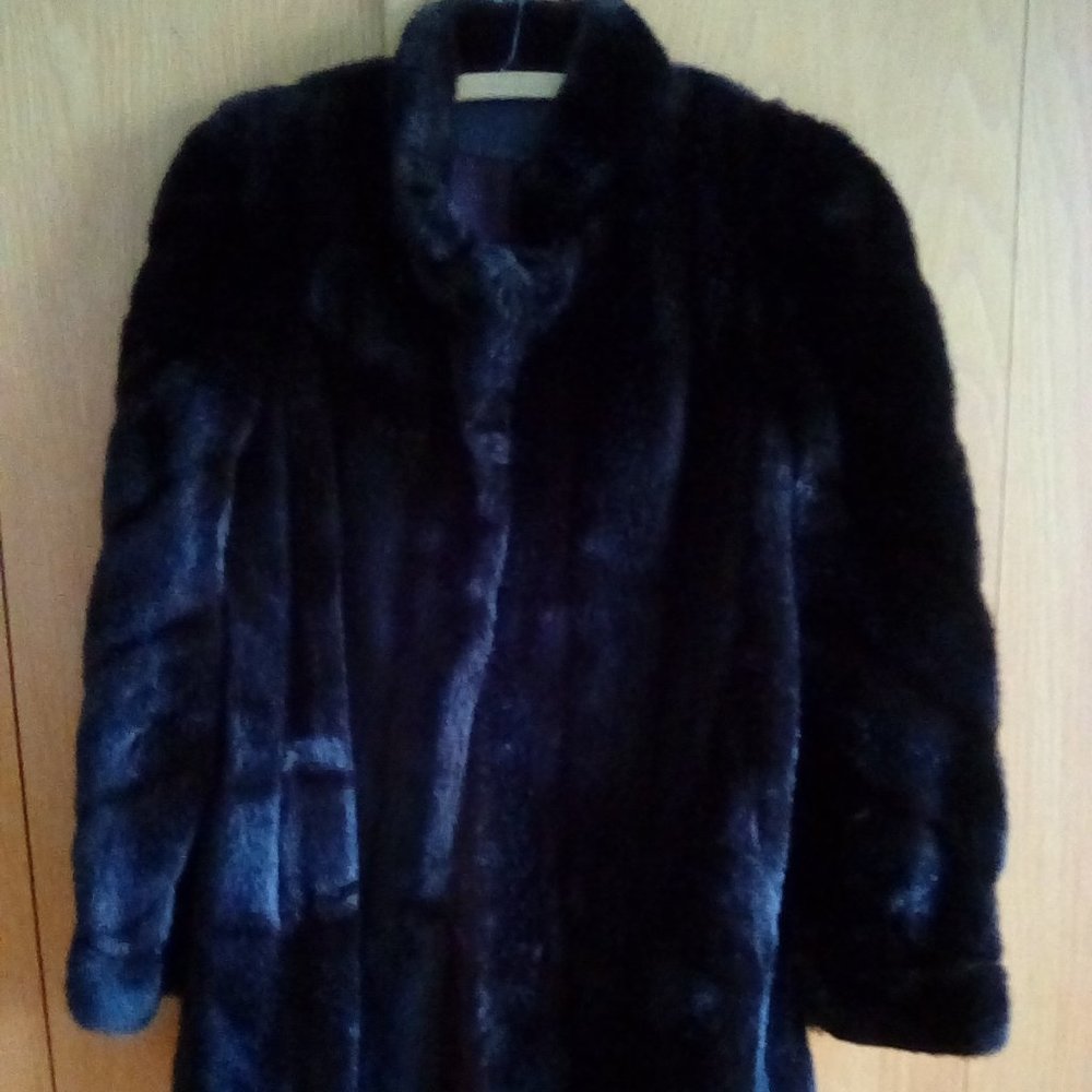 Women's brown, faux mink fur lined jacket